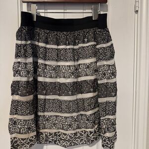 White House Black Market Black and Cream A-Line Skirt